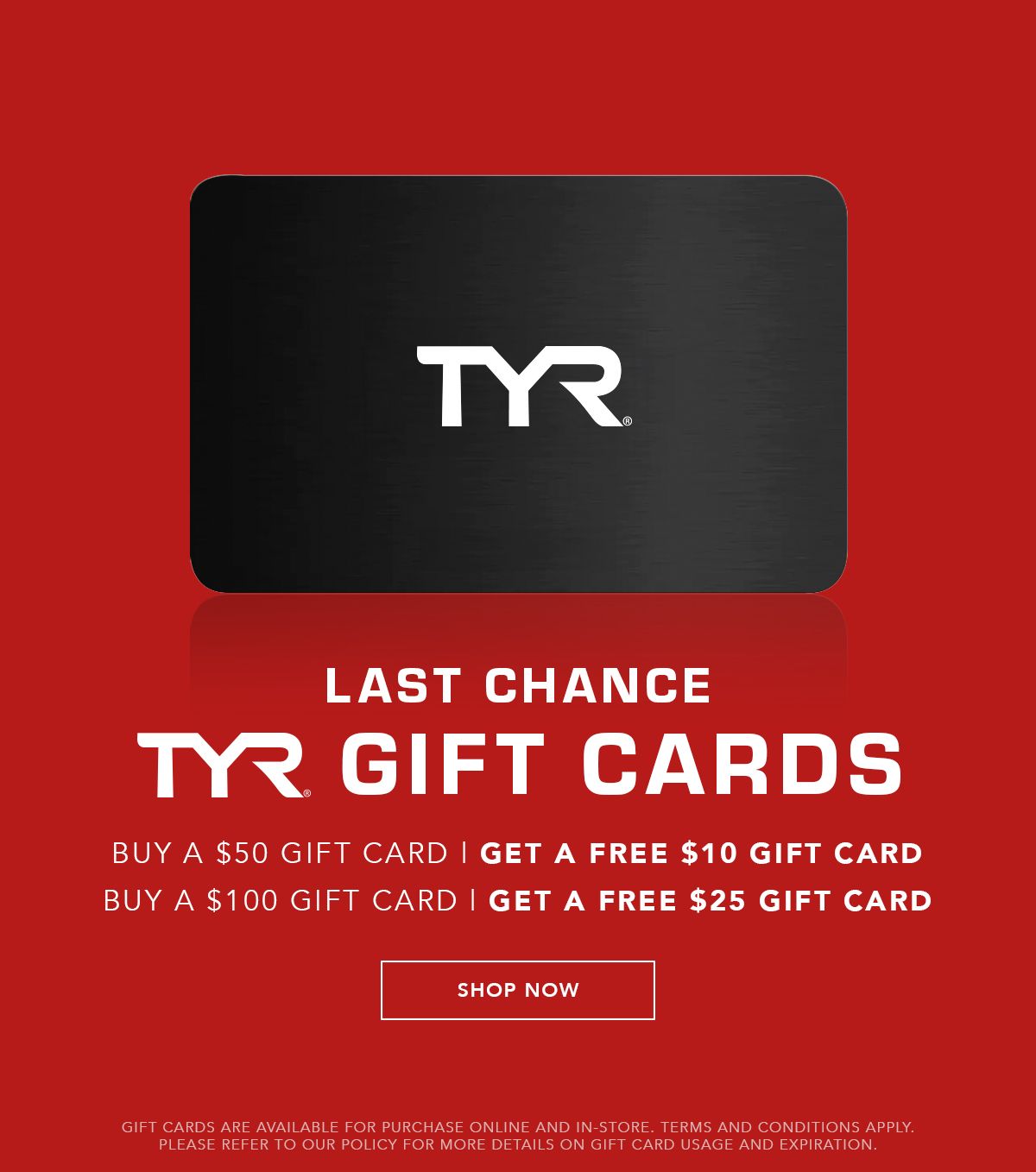 Last Chance TYR Gift Cards