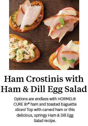 Ham Crostinis with Ham & Dill Egg Salad