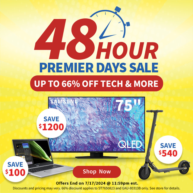 48 Hour Premier Days Sale. Up to 66% Off Tech and More. Shop Now