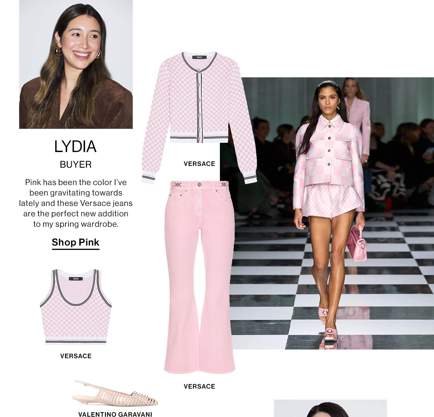 Lydia, Buyer DEK: Pink has been the color I’ve been gravitating towards lately and these Versace jeans are the perfect new addition to my spring wardrobe.  CTA: Shop Pink