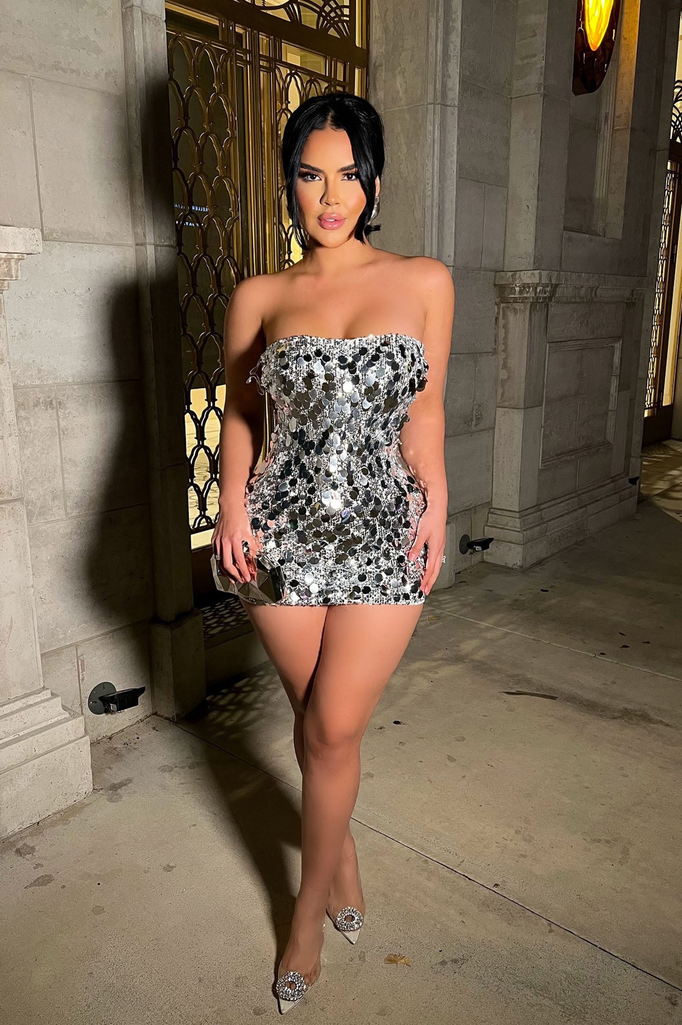 Image of Amber Sequin Mini Dress - Silver