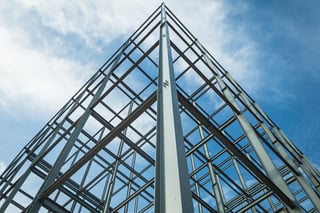 Construction - Structure of Steel building sky background