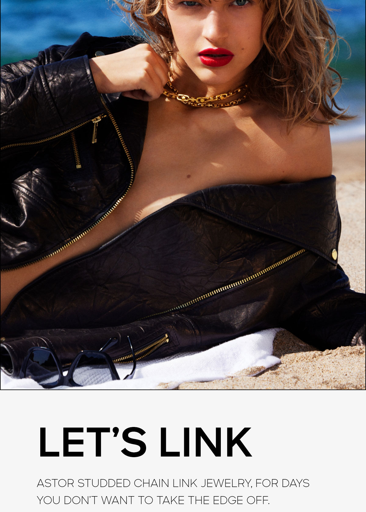 LET'S LINK ASTOR STUDDED CHAIN LINK JEWELRY, FOR DAYS YOU DON'T WANT TO TAKE THE EDGE OFF.