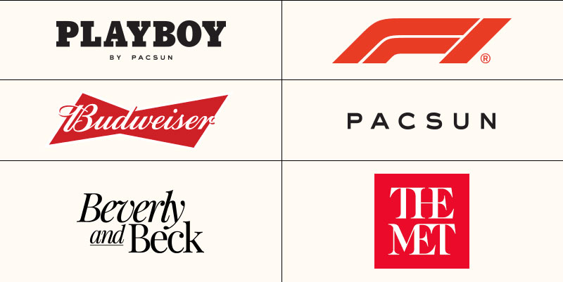 Beverly & Beck, Pacsun, Budweiser, Formula 1, Playboy, The Met