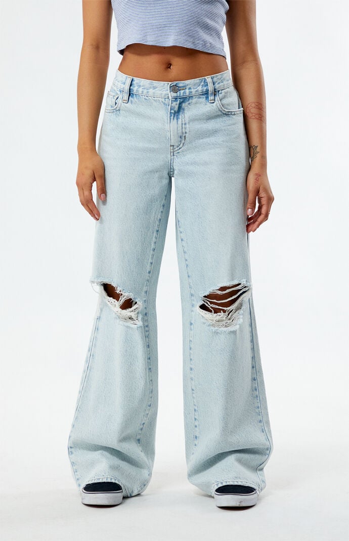 Image: Eco Light Indigo Ripped Parker Extreme Baggy Jeans