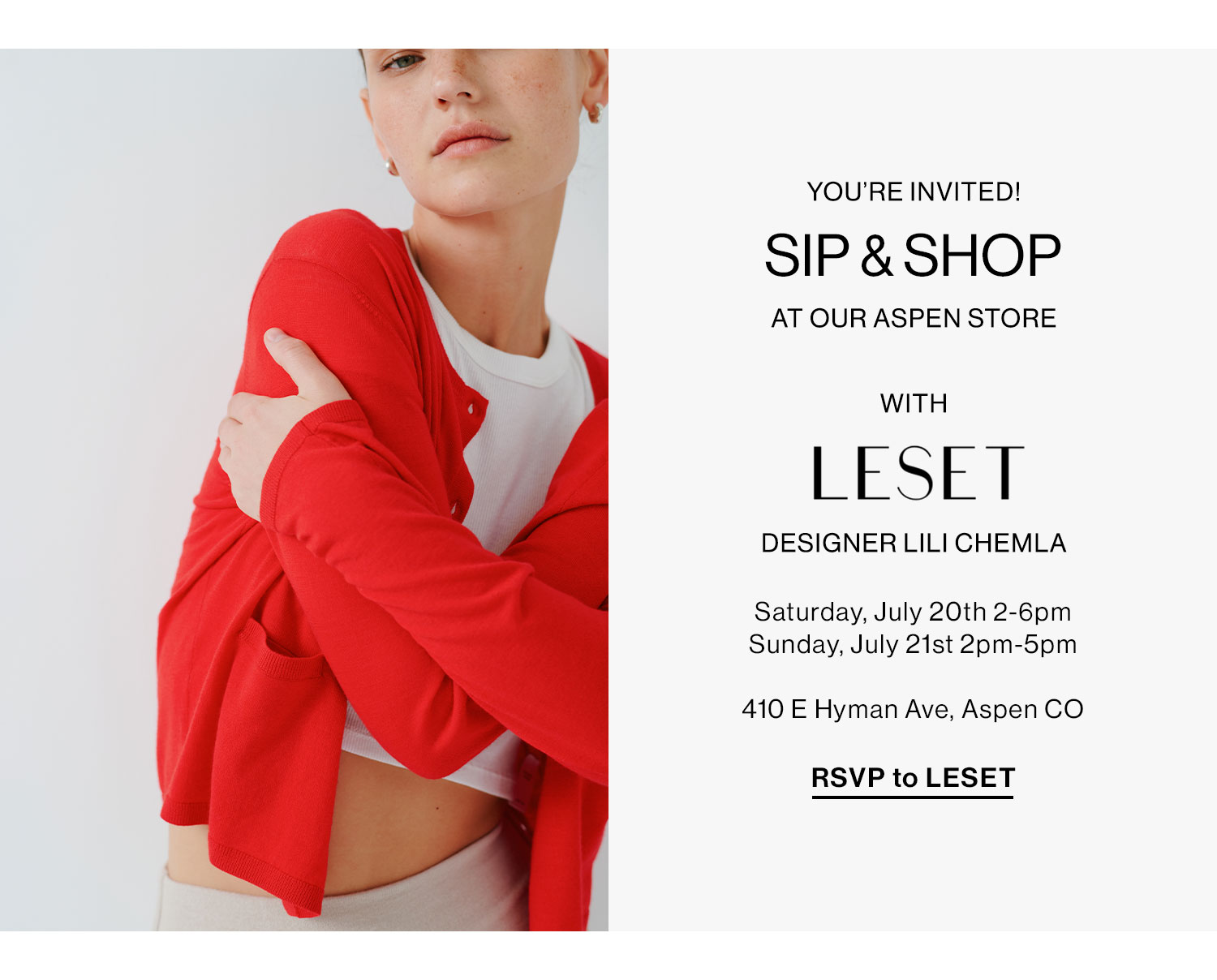 SIP & SHOP with LESET. RSVP to LESET