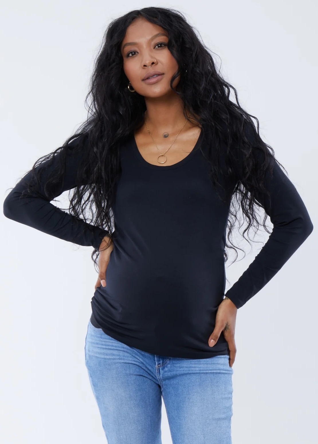 Rib Henley Long Sleeve Maternity Tee