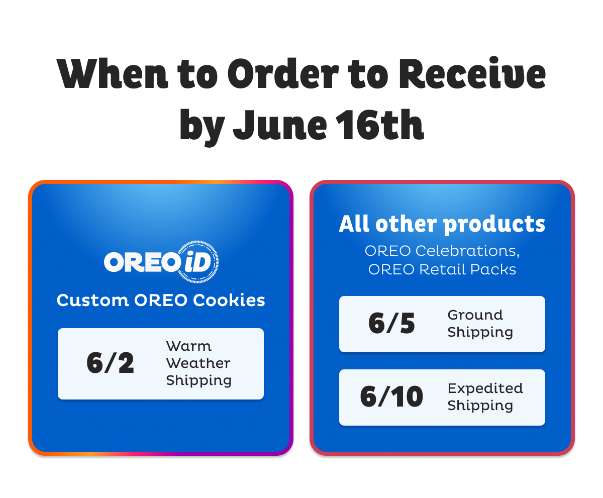 Order OREOiD by June 2 to receive by Father's Day on June 16