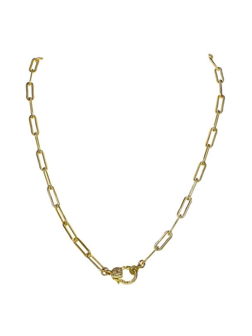 Image of Margo Morrison Gold Paper Clip Chain with Diamond Clasp