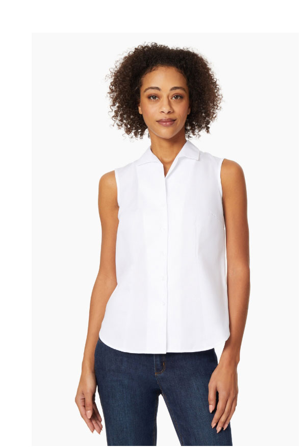 Easy-Care Sleeveless Button-Up Shirt