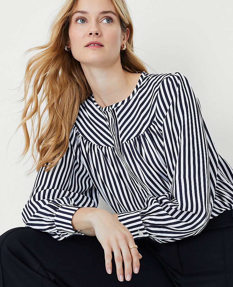 Stripe Draped Yoke Shirt