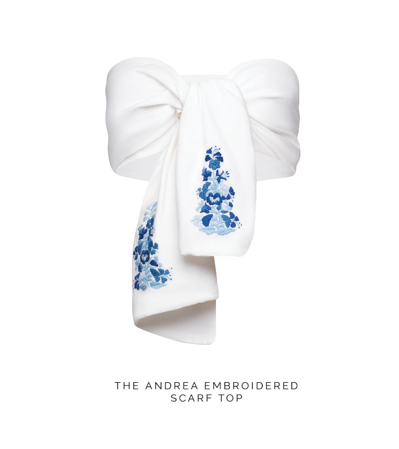 Andrea Embroidered Scarf Top