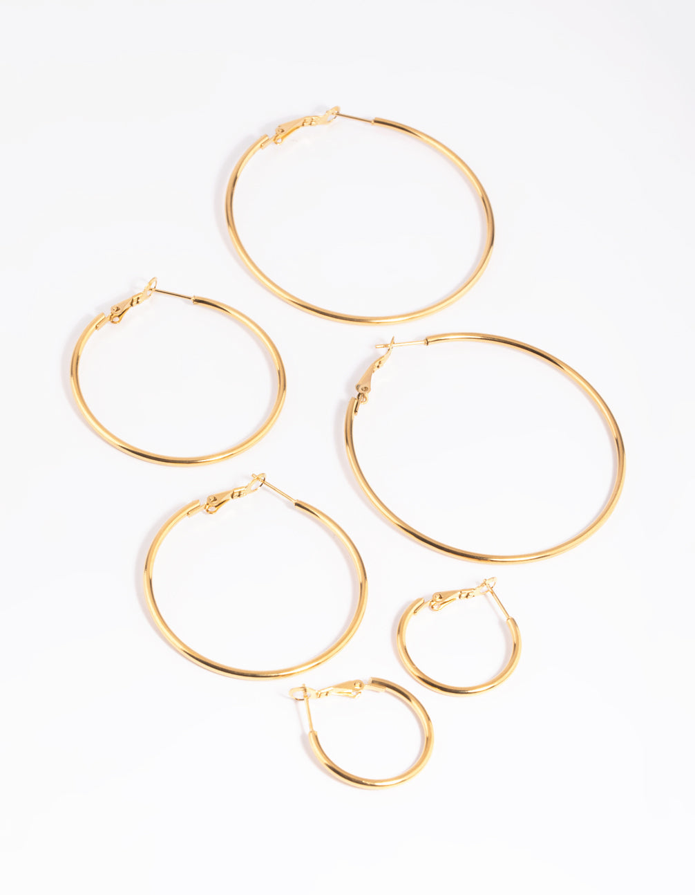 Image of Gold Plated Stainless Steel Thin Hoop Earring Pack