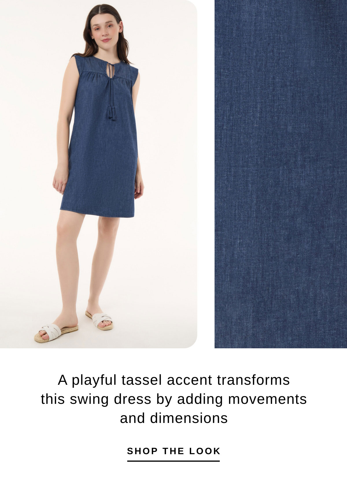 A playful tassel accent transforms this swing dress by adding movements and dimensions | SHOP THE LOOK