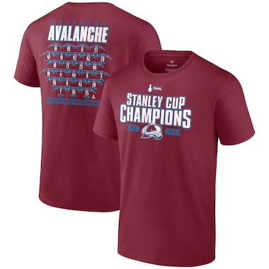  Fanatics Branded Burgundy  2022 Stanley Cup Champions Jersey Roster T-Shirt