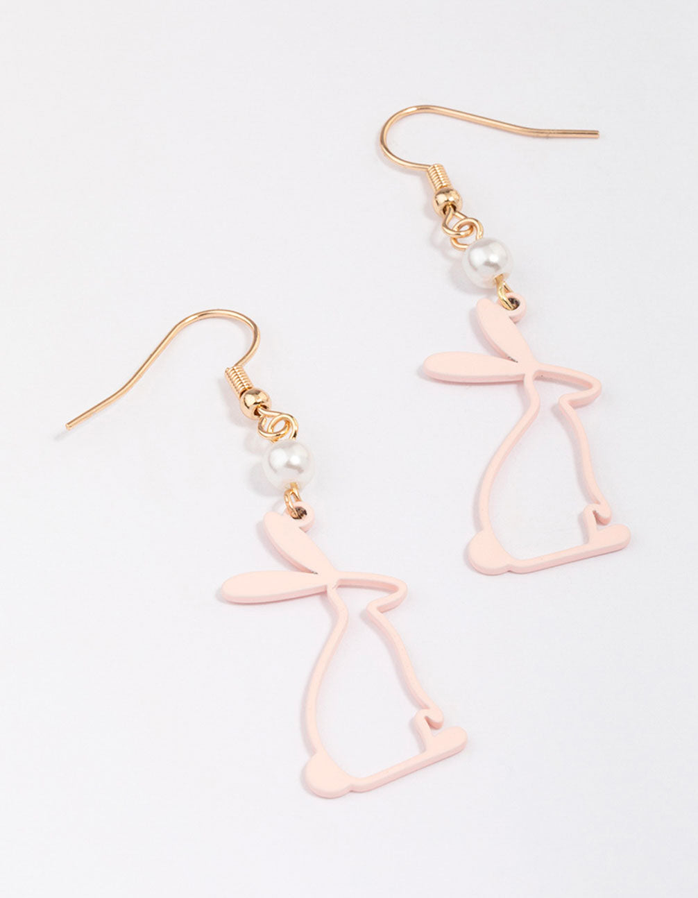 Image of Pink Rabbit & Pearl Drop Earrings