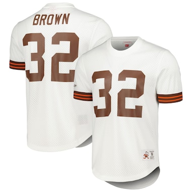  Mitchell & Ness Jim Brown White  Retired Player Name & Number Mesh Top