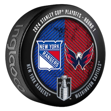 Inglasco New York Rangers vs. Washington Capitals 2024 Stanley Cup Playoffs First Round Dueling Matchup Hockey Puck