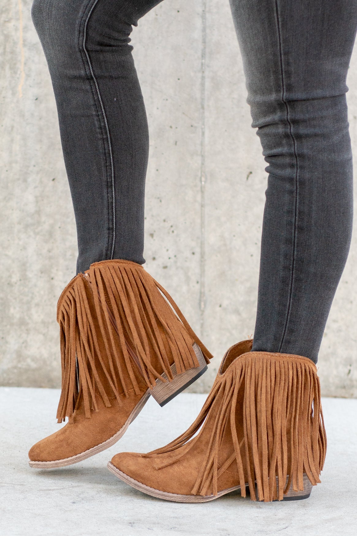 Trippier Fringe Ankle Boots - Tan