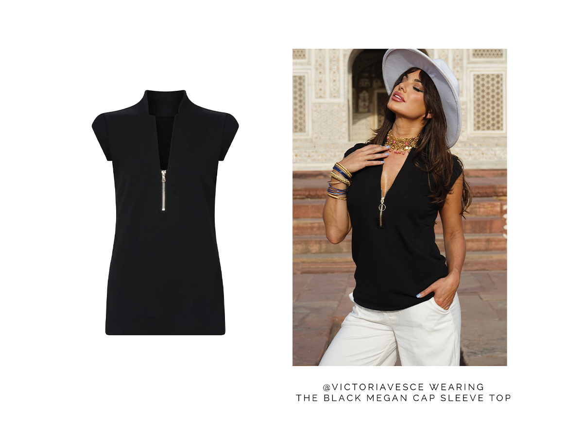 The black megan cap sleeve top