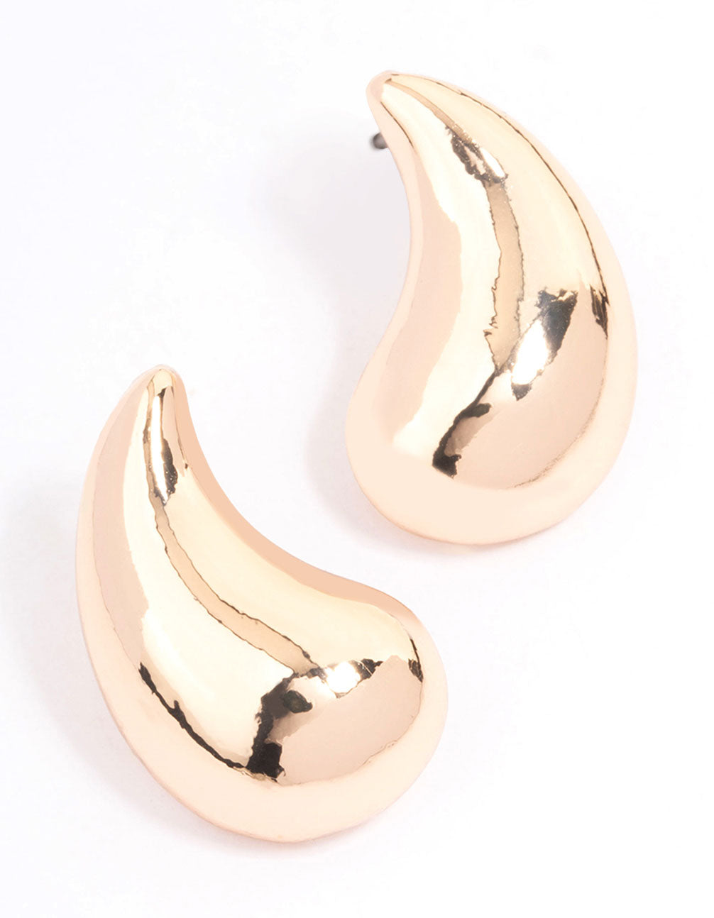 Image of Gold Large Curved Droplet Stud Earrings