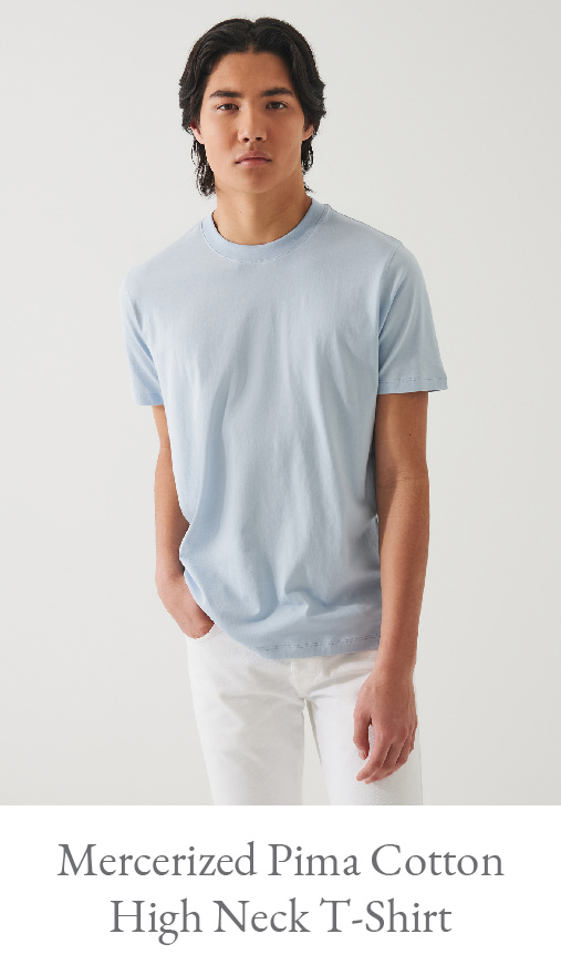 MERCERIZED PIMA COTTON HIGH NECK T-SHIRT