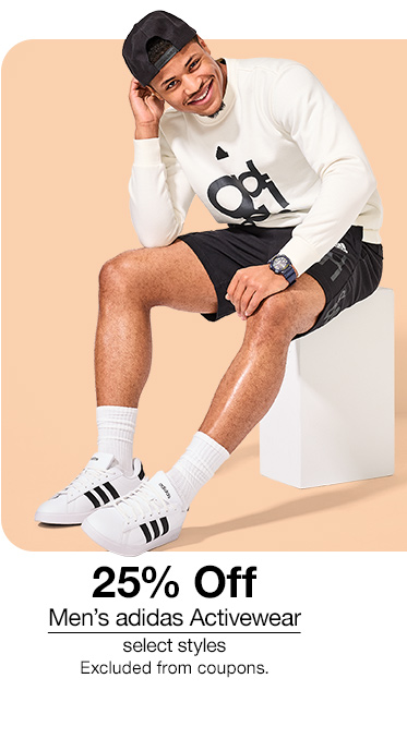 25% off Men's adidas Activewear, select styles. Excluded from coupons.