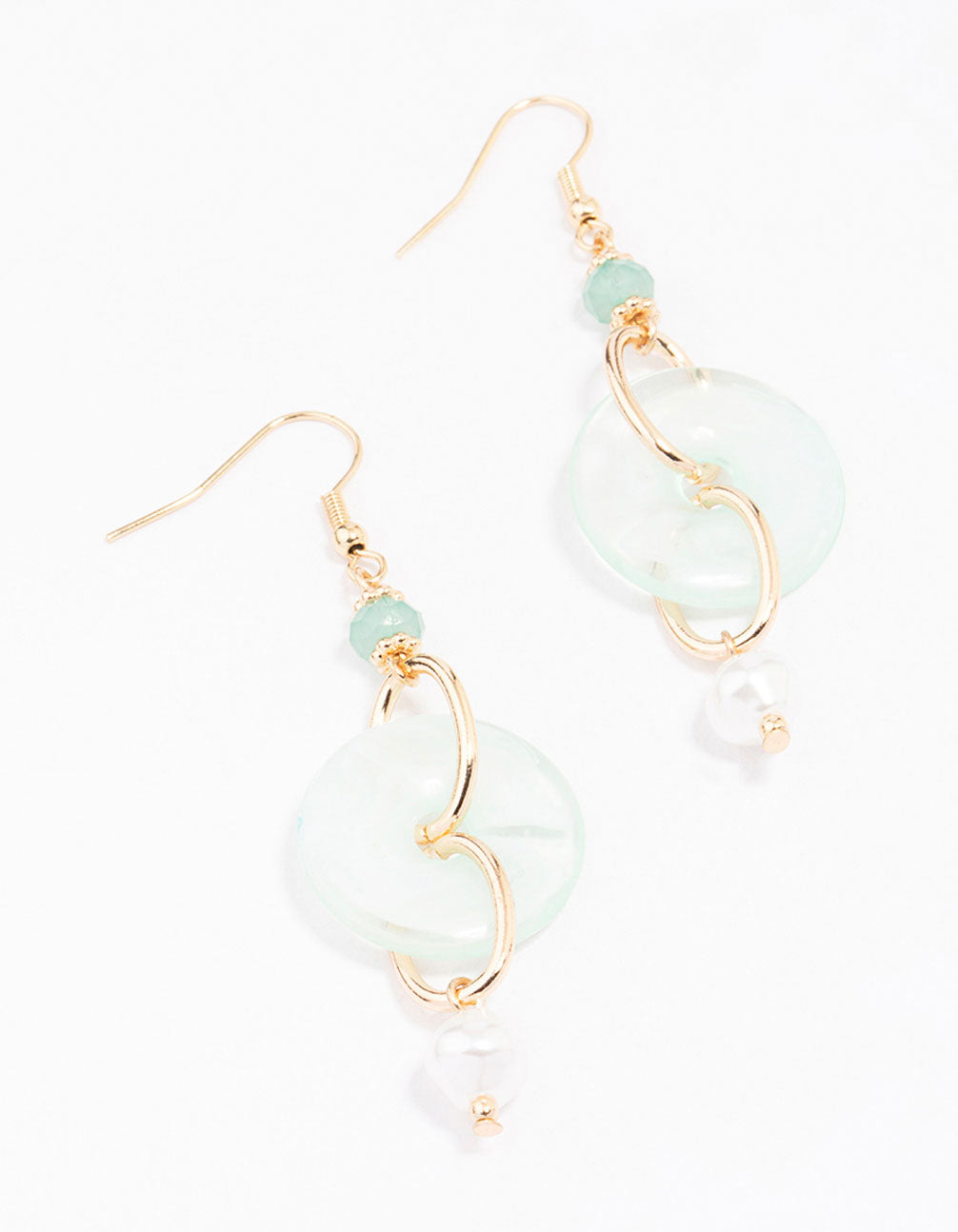 Image of Gold Pearl Donut Drop Earrings