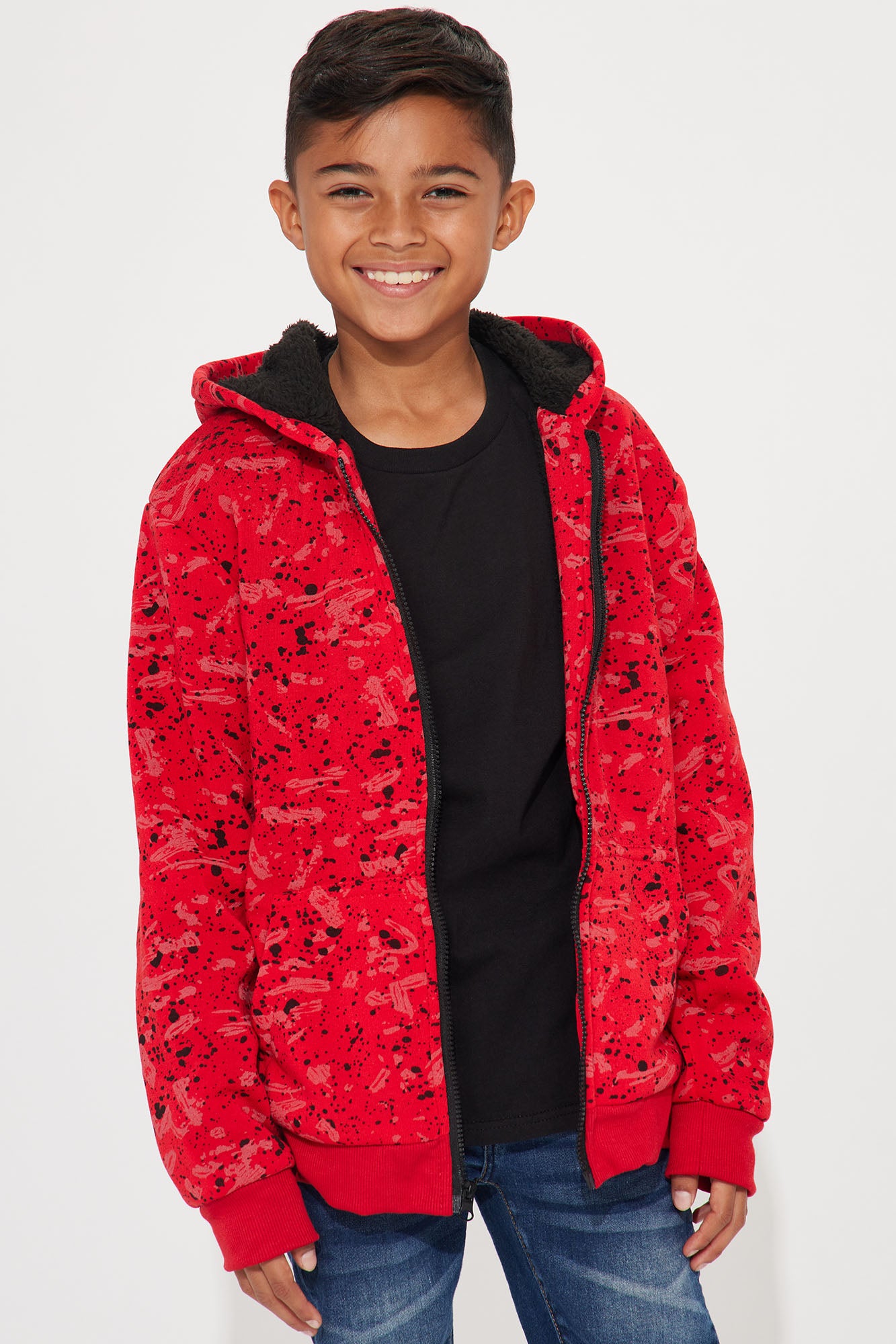 Image of Mini Sherpa Lined Fleece This Jacket - Red