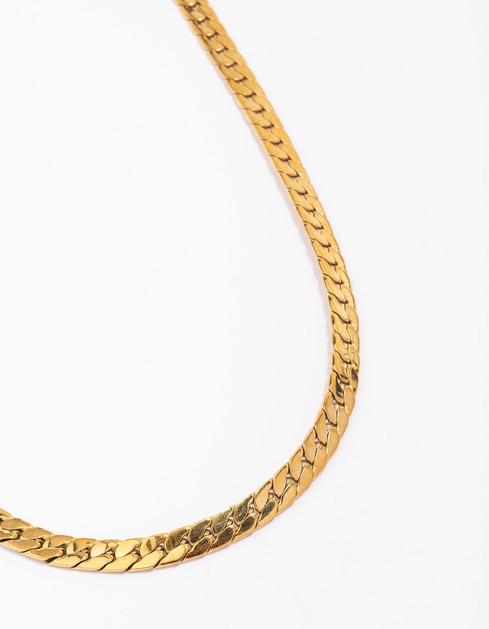 Image of Gold Plated Stainless Steel Flat Curb Chain Necklace