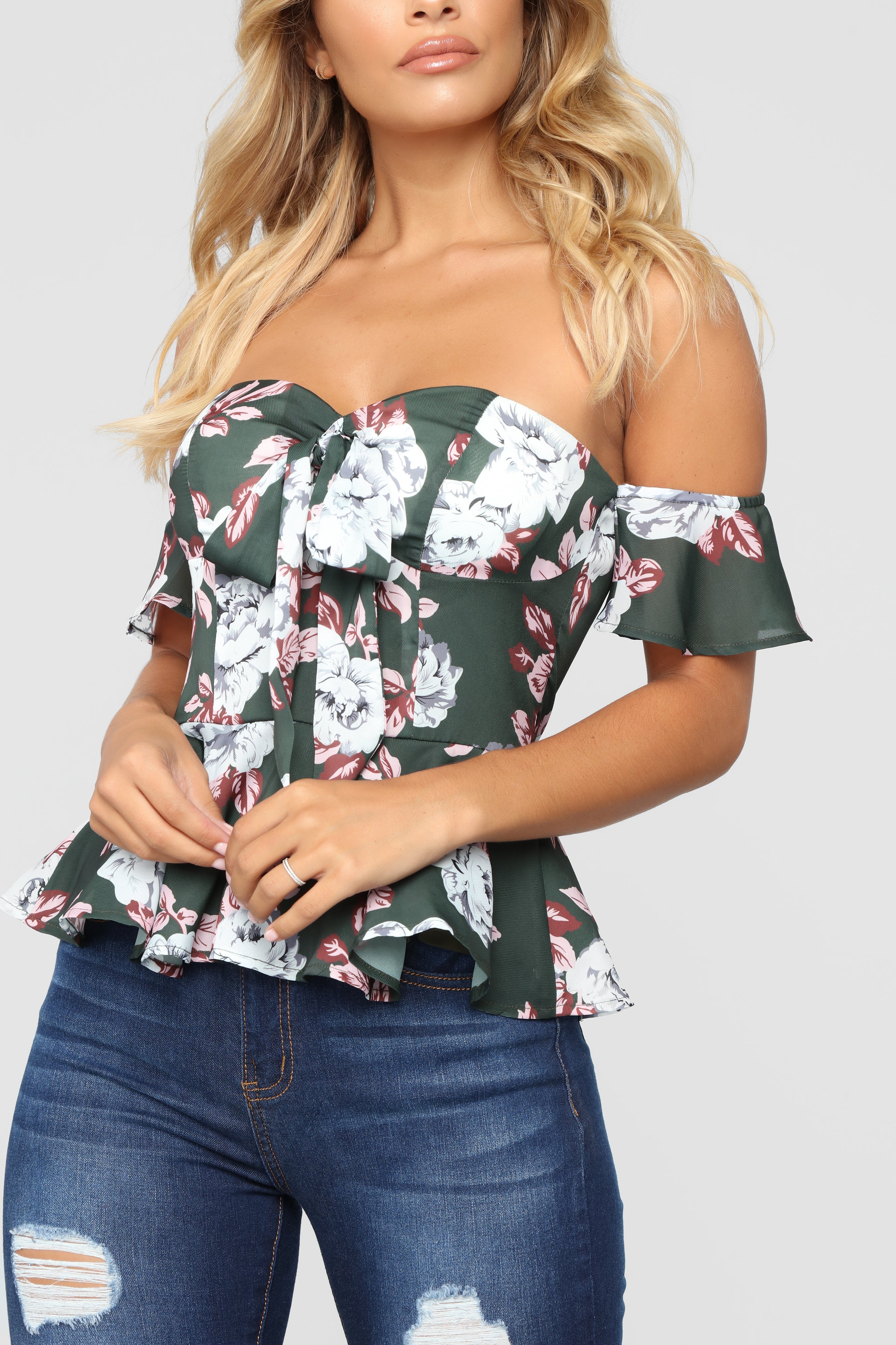 Image of Sweet Stuff Off Shoulder Top - Hunter