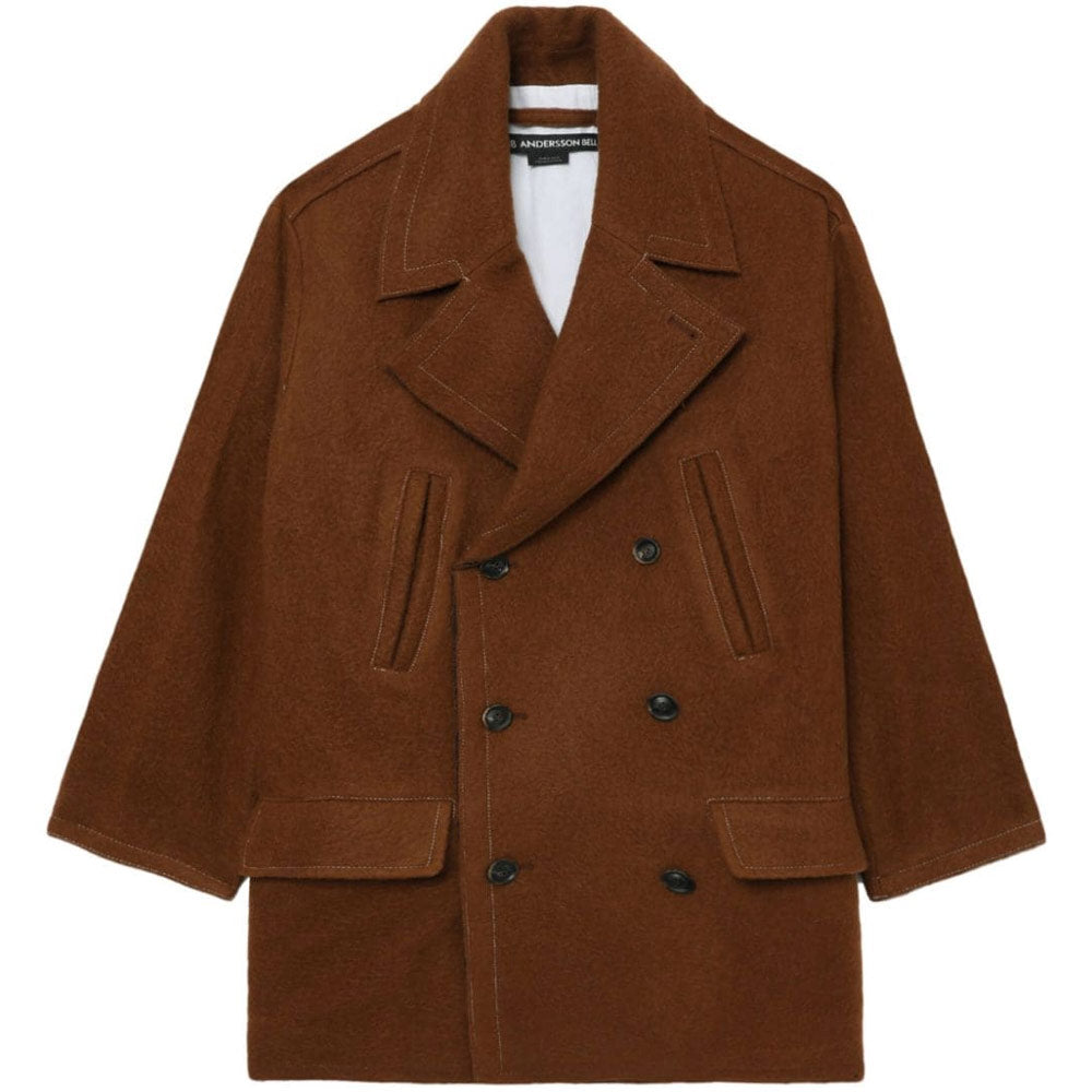 Image of Unisex Leon Pea Coat 'Brown'