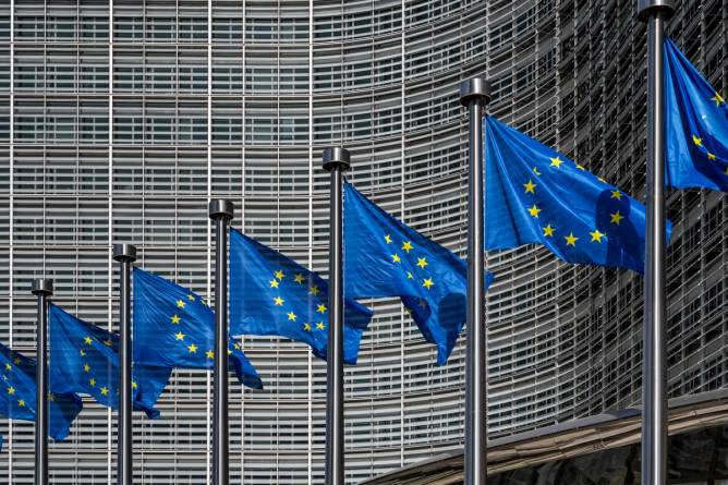 European flags in Brussels