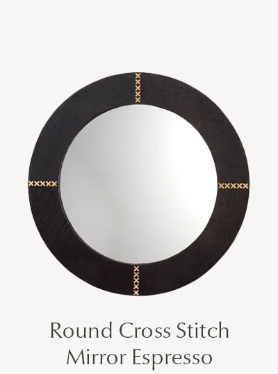 Round Cross Stitch Mirror in Espresso - SHOP NOW