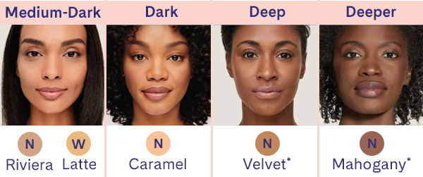 Medium-dark, dark, deep and deeper shades