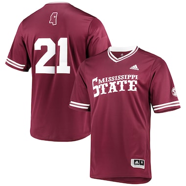  adidas Maroon  Replica V-Neck Baseball Jersey