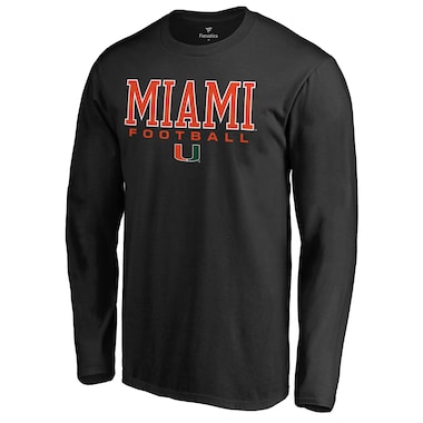 Men's Fanatics Branded Black Miami Hurricanes True Sport Football Long Sleeve T-Shirt