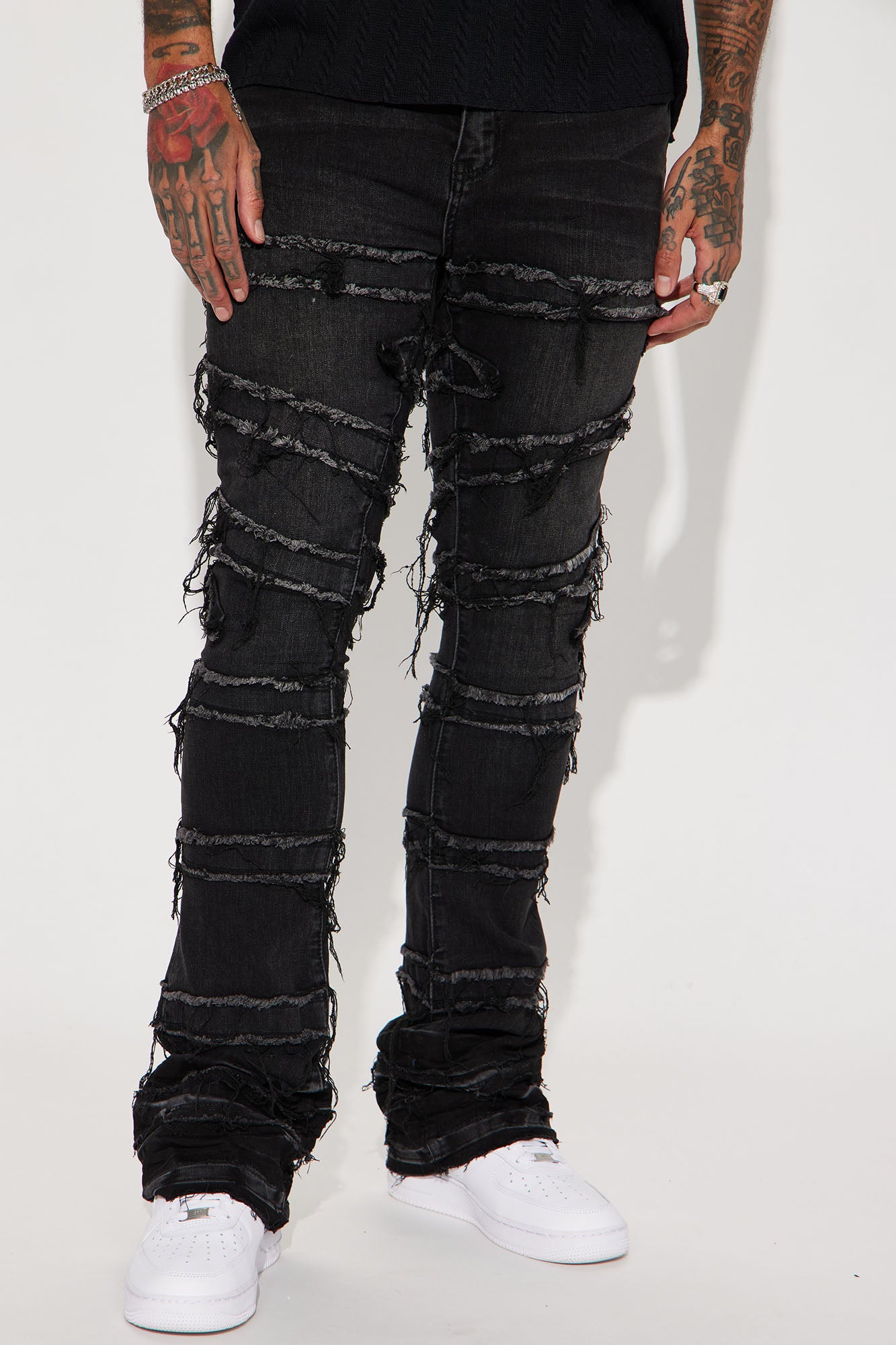 Image of About Fray Stacked Skinny Flare Jeans - Black Wash