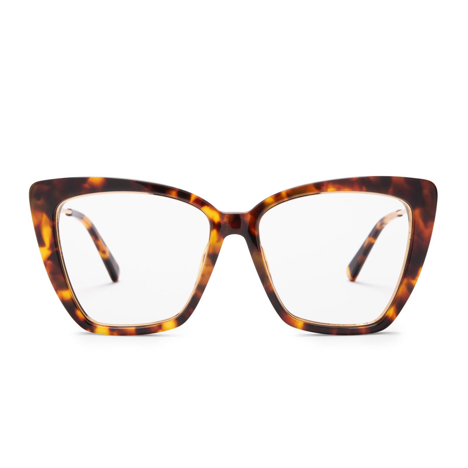 Image of BECKY IV - AMBER TORTOISE + CLEAR GLASSES