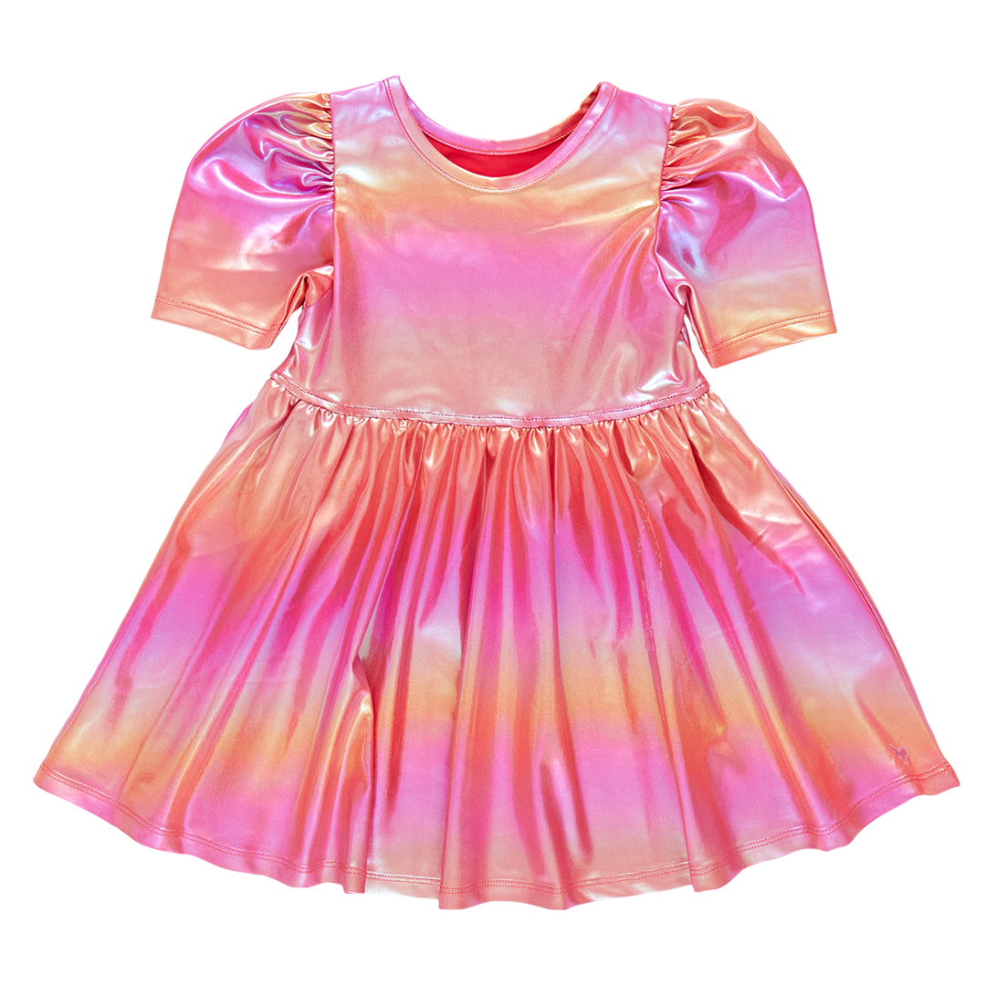 Image of Girls Lame Laurie Dress - Rainbow Pink Lame