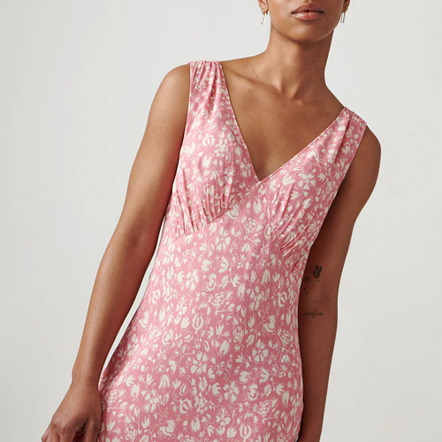 Sandrine Sleeveless Pink Midi Dress - RIXO