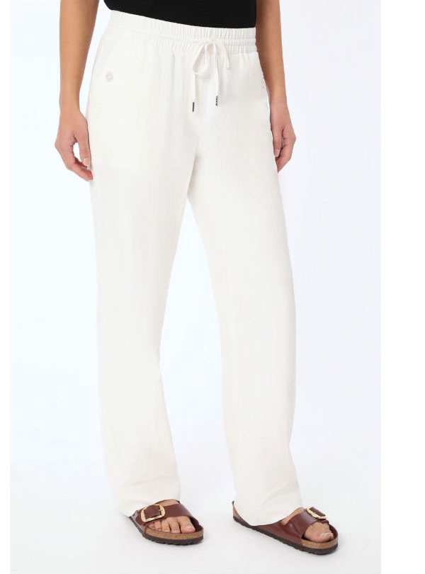 Pull-On Linen-Blend Drawstring Pants