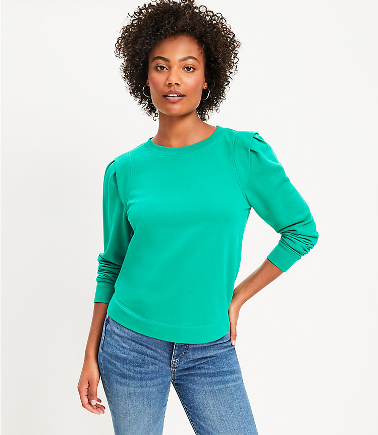 Pleated Sleeve Sweatshirt