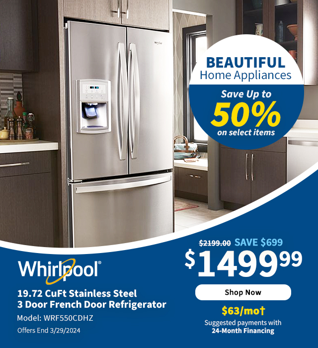 Whirlpool 19.72 CuFt Stainless Steel 3 Door French Door Refrigerator