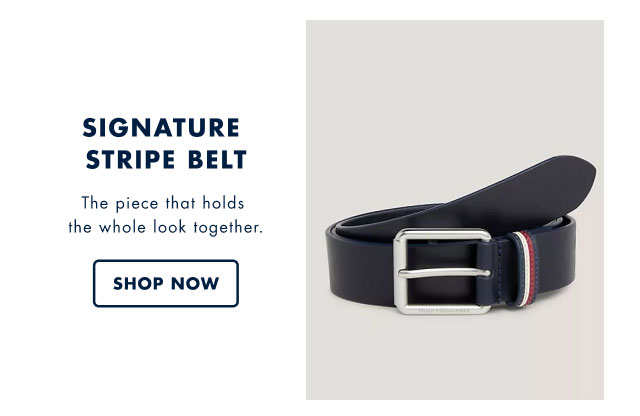 Signature stripe belt                                            The piece that holds the whole look together.                                            Shop now                                         