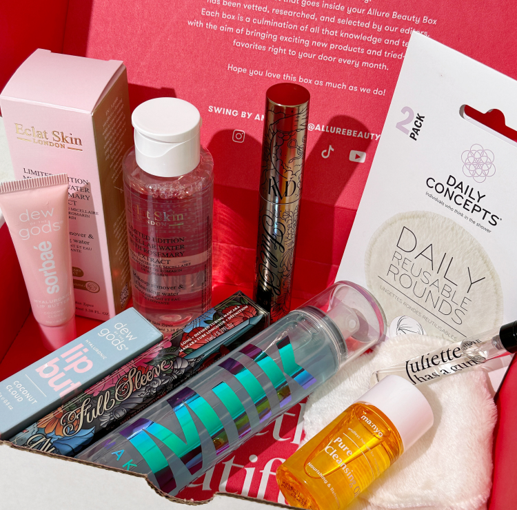 The new August beauty box. Get your box. A group shot displaying the featured August box products.