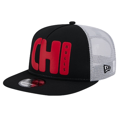  New Era Black  Puff Print Team Code A-Frame 9FIFTY Trucker Snapback Hat