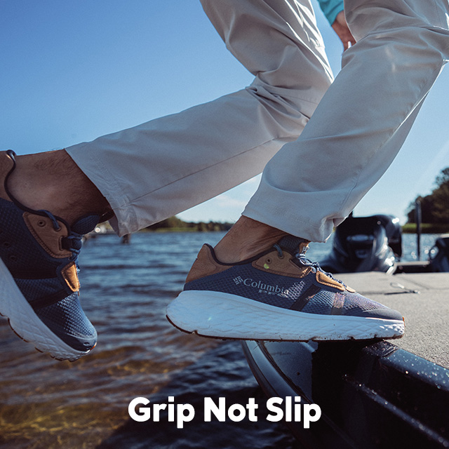 Grip not slip. Person in PFG Omni-Max shoes. 