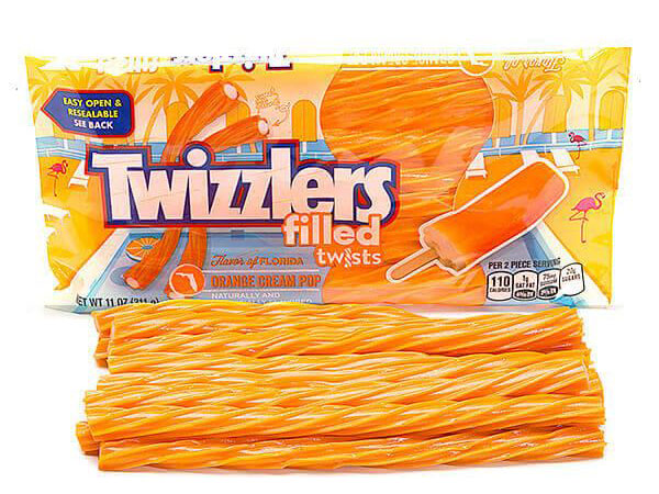 132407 - Twizzlers Orange Cream Pop Filled Licorice Twists: 11-Ounce Bag