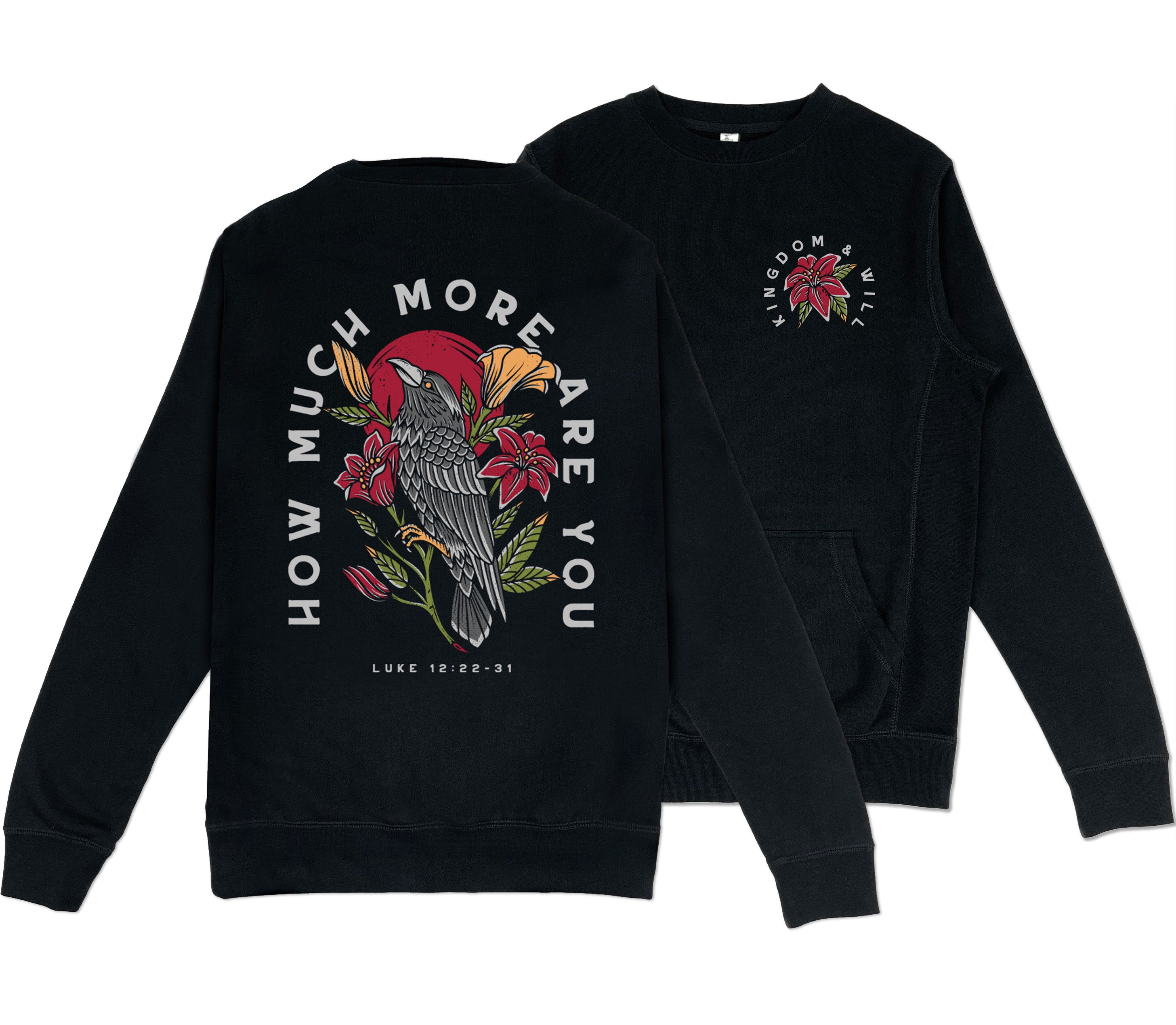 Image of Ravens & Lilies Pocket Sweatshirt (Black)